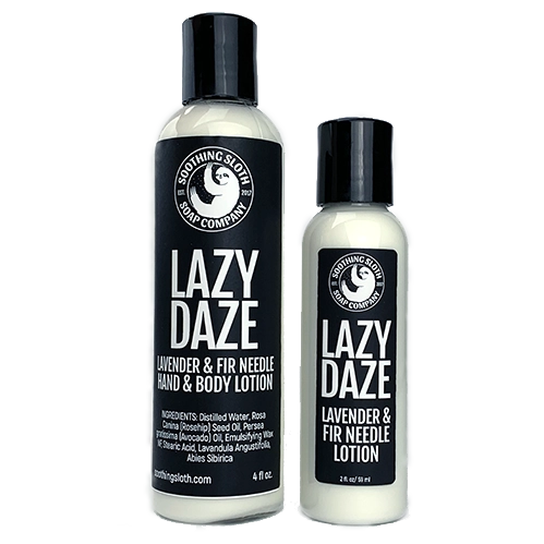 Lazy Daze Lavender & Fir Needle Lotion – Soothing Sloth Soap Co. Lazy Daze Lavender & Fir Needle Lotion – Soothing Sloth Soap Co.